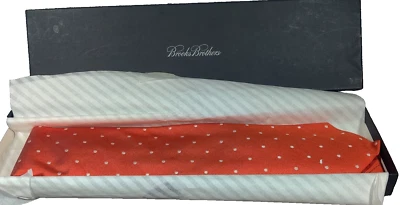 CORBATA BROOKS BROTHERS HOMBRE SEDA NARANJA LUNARES NUEVA EN CAJA SILENCIOSA LUJO 3.75 EE. UU. Foto 1 de 4