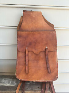Used Tack Saddle Bags Gun  natural leather rough out Western gift hunter hunting