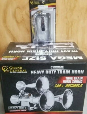 train truck air horn with 7" air valve set chromed brass universal semi truck - Image 1 of 4