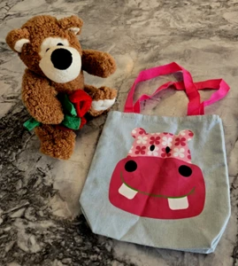 Peluche orsacchiotto Dan Dee Collectors Choice con rose in borsa ippopotamo commercio orientale - Foto 1 di 24