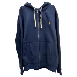 Polo Ralph Lauren Full Zip Hoodie Blue Long Sleeve Waffle Hooded Sweatshirt $138 - Picture 1 of 4