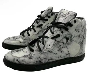 Balenciaga Leather Marble Print High Top Sneakers White Black Size EU40 7US - Picture 1 of 18