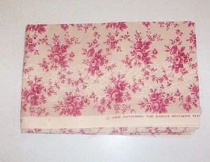 Marcus Brothers Tan & Mauve Floral Print Cotton Blend Fabric Prewashed 27"x44"   - Picture 1 of 1