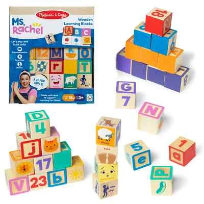 Melissa & Doug Ms. Rachel Wooden 30 Learning Blocks 14 Activity Cards - Image 1 of 4