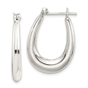 25mm Sterling Silver Oval Hoop Earrings - Picture 1 of 6
