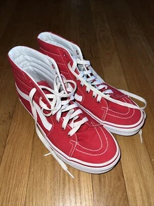 Vans SK8 Hi Red Suede Shoes Skater HighTop Sneaker Unisex Men’s Sz 8 Women’s 9.5 - Picture 1 of 24