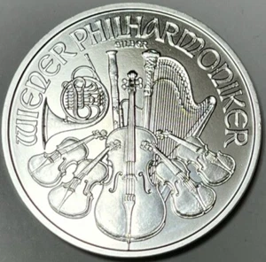 AUSTRIA - Philharmonic - 1.5 Euro 2008 - 1oz. .999 Fine Silver - First Year - BU - Picture 1 of 2