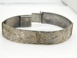 Mexiko Adler #4 Sterlingsilber 925 geätzt konkav Gliederarmband 6,5 Zoll Panel Vintage - Bild 1 von 9