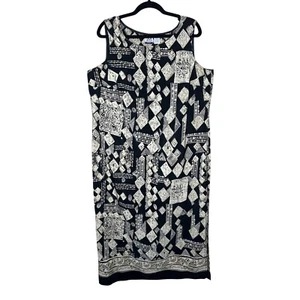 Maxi Vestido Colección JM Estampado Abstracto Sin Mangas Informal Negro Beige 1X - Imagen 1 de 5