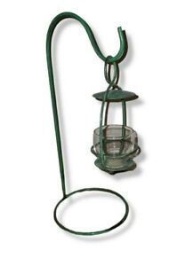 Freestanding Metal Swinging 2 Piece Lantern Votive Candle Holder Rustic Distress