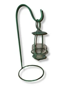 Freestanding Metal Swinging 2 Piece Lantern Votive Candle Holder Rustic Distress - Picture 1 of 6