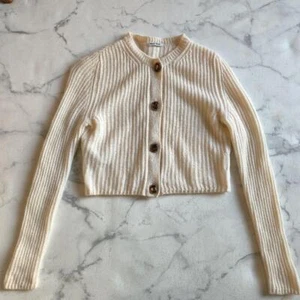 Miu Miu Ivory Ribbed Knit Cardigan Sweater Wool Blend Long Sleeve Women’s S - Picture 1 of 6