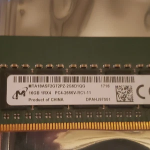 Micron 16GB 1Rx4 PC4-2666V DDR4 ECC RDIMM Server RAM MTA18ASF2G72PZ-2G6D1QG - Picture 1 of 2