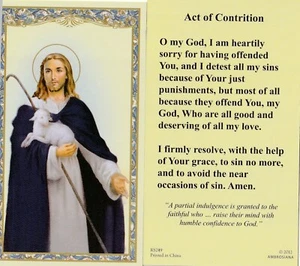 +Tarjeta Santa+-"Acto de Contrición" (Jesús Lleva Cordero" *Oración en la Espalda/ (HC12-S2} - Imagen 1 de 3