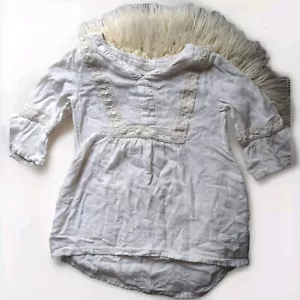 Boho Old Navy Girls 3/4 Bell Sleeve Cream Lace Tunic Blouse Shirt Top Size 6/7 - Picture 1 of 10
