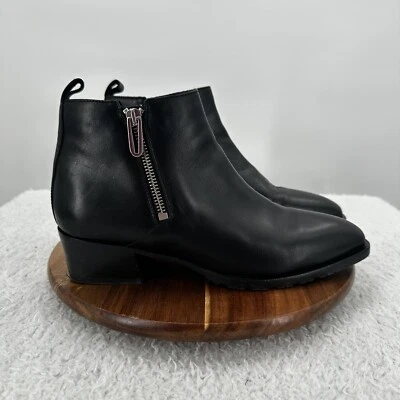 Botas Aquatalia Mujer 9.5 Cuero Negro Fantina Impermeable Doble Cremallera Botín Foto 1 de 4