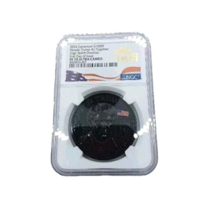 2024 TRUMP HIGH RELIEF PF 70 ULTRA CAMEO Cameroon Proof Obsidian NGC W/COA - Picture 1 of 6