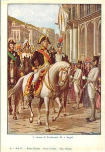 Stampa antica FERDINANDO IV di Borbone rientra a NAPOLI 1932 Old antique print - Picture 1 of 1