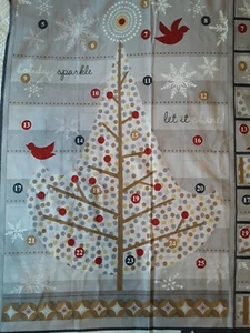 Holiday Sparkle Cotton Advent Tree Fabric Panel w Gift Pockets Cut & Sew Wilming - Picture 1 of 12