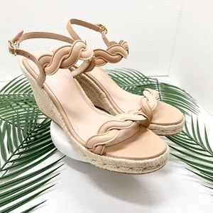 STUART WEITZMAN Twisted Patent Leather Espadrille Wedge Sandals Size 11B NWB - Picture 1 of 14