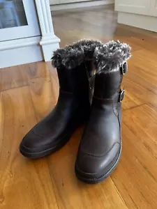 Merrell Dark Brown Leather Snow Ice Boots With Faux Fur Lining 9 40 BNWT - Picture 1 of 6