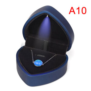 1pcs Heart Shape LED Light Ring Holder Box Proposal Wedding Band Display