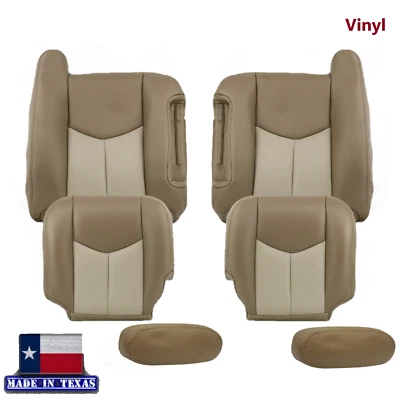 Fundas de asiento delanteras de vinilo 2003 2004 2005 2006 para GMC Yukon Sierra Denali en color tostado Foto 1 de 4