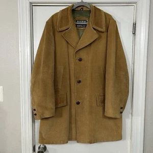 VTG Sears The Country Coat Corduroy Overcoat  Men’s 46 Tall Flannel Lined Jacket - Picture 1 of 24