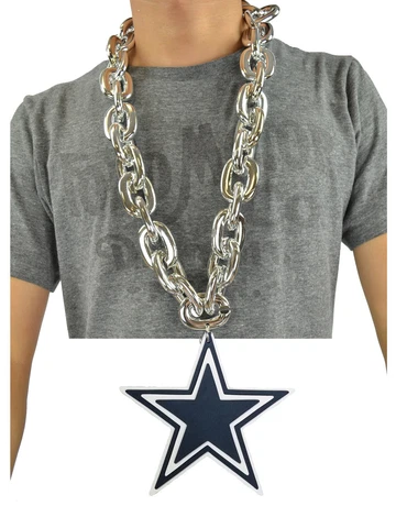 New NFL Dallas Cowboys SILVER Fan Chain Necklace Foam Cover