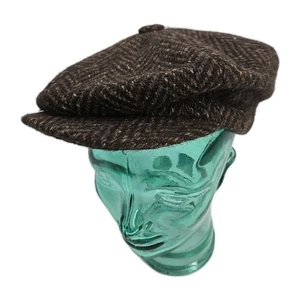 Cappello Newsboy anni 60 70 marrone spina di pesce lana tweed irlandese Jonathan Richard - Foto 1 di 10