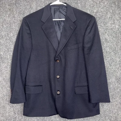 Hart Schaffner Marx Trompetista Dorado 46R Azul Loro Piana Cachemira Abrigo Deportivo Defecto Foto 1 de 4