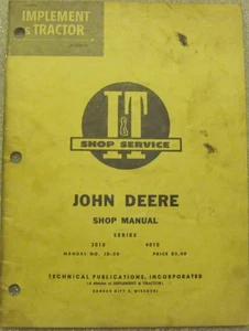 Libro manual de reparación de servicio de taller John Deere Tractor Models 3010 y 4010 I&T 1961 - Imagen 1 de 3