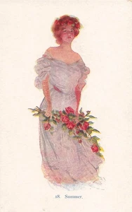 LP62 Estate Bella Donna Non Firmata Artista Editore Nazionale Arte 1906 Cartolina - Foto 1 di 2