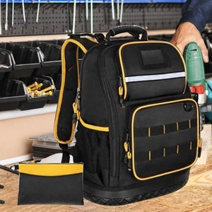 Electrician Tool Backpack Tool Organizer Bag Large Capacity Carrier with Zipper - Picture 1 of 5