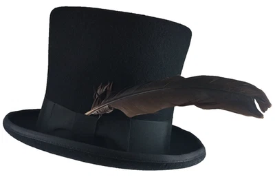 Sombrero de copa New York Hat Co Sombrerero Loco negro para hombre LG lana fieltro pluma Steampunk B2 Foto 1 de 4