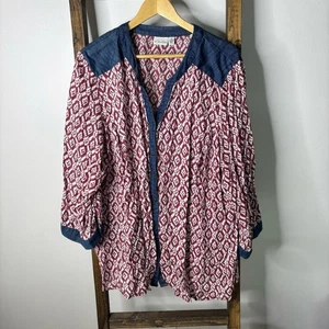 Blusa Kim Rogers Estampada Roja y Azul Talla 3XL - Imagen 1 de 6