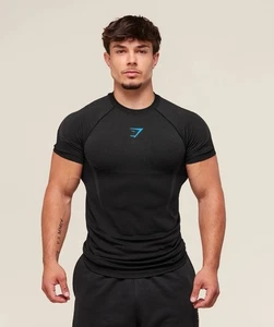 Gymshark Onyx V5 Short Sleeve T-Shirt Black/Blue SMALL - Picture 1 of 4