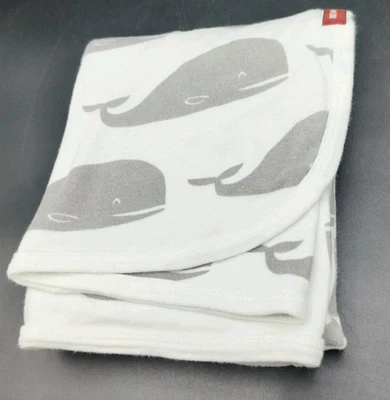 Milkbarn Gray Whale Burp Cloth Lovey Security Blanket Organic Cotton - Image 1 of 4