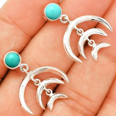 Pendientes de plata de ley 925 turquesa de la Bella Durmiente - EE. UU. E-1249 Foto 1 de 4