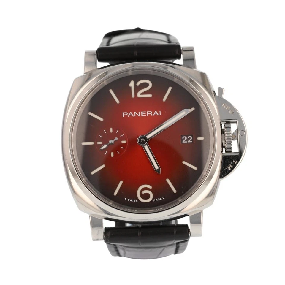 Reloj pulsera Panerai Luminor Due 42 mm esfera borgoña correa de cuero automática para hombre Foto 1 de 1