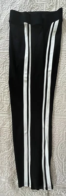 One 5 One Women's Black Leggings Skinny Ankle Stretch Two white stripes Large - Image 1 of 4