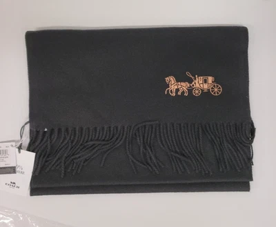 Bufanda silenciadora Coach bordada caballo y carro cachemir 76393 negra Foto 1 de 4