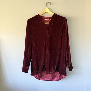 Top de terciopelo suave envolvente para mujer talla M rojo profundo vacaciones de Navidad texturizado - Imagen 1 de 11