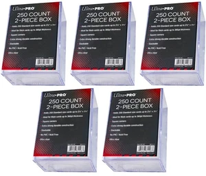 5 Ultra Pro 250 Count Clear 2-Piece Card Storage Boxes Case Sports Trading Slide - Picture 1 of 6