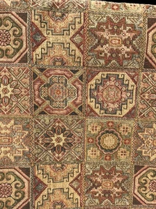 Multi Quadrati Marrone Salvia Blu Tappezzeria Broccato Jacquard 54"x60" - Foto 1 di 3