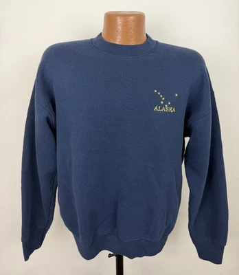 Sudadera De Colección Años 90 Alaska Para Hombre Grande Fruta del Telar Cuello Redondo Bordada Foto 1 de 4