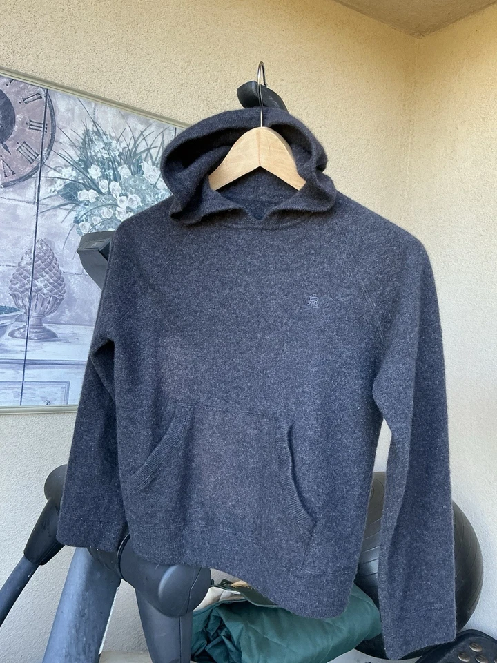 Ralph Lauren Kids Cashmere Wool Hoodie Gray Knit Sweater Boys 14 L Luxury Soft - Image 1 of 4