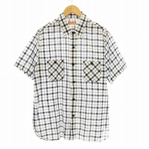 Used SUGAR CANE SPEC DOBBY CHECK S S WORK SHIRT Casual Shirt Short Sleeve Plaid - Picture 1 of 5