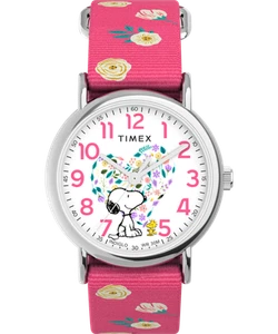 Timex Różowy Damski zegarek analogowy Orzeszki ziemne Orzeszki ziemne Weekender TW2W83100 - Zdjęcie 1 z 6
