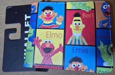 Sesame Street Hip Hop Elmo Cookie Monster Oscar Bi-Fold Wallet Faux Leather NWOT - Image 1 of 2